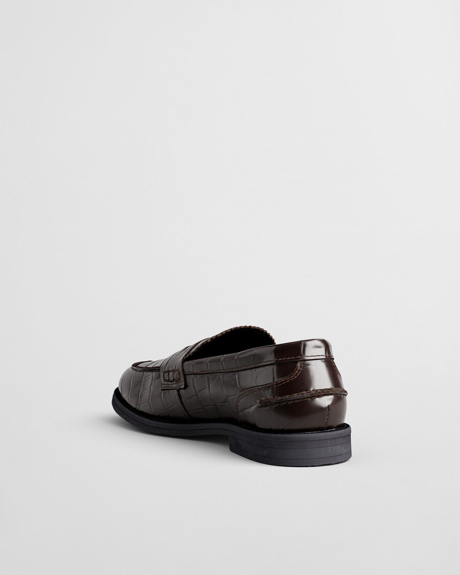 gracelyn croc effect leather loafers - deep brown