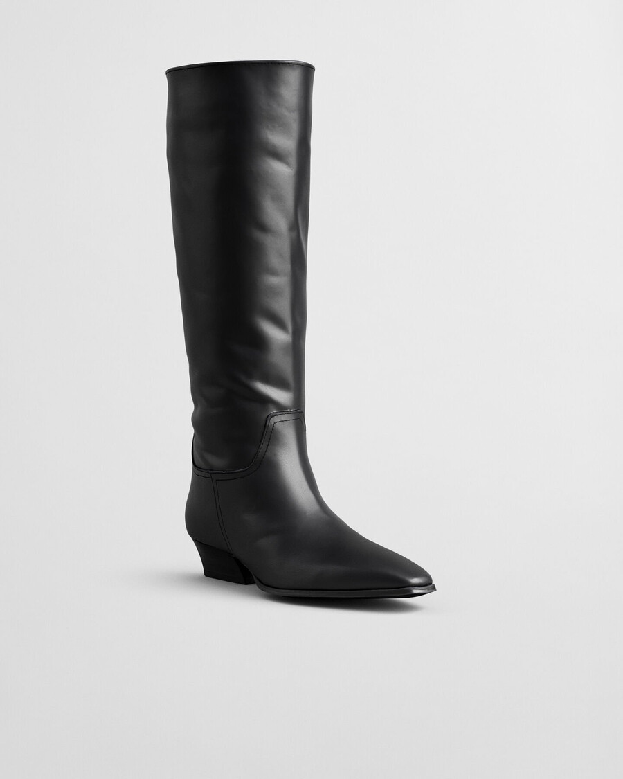 bassotte kneehigh leather boots - black